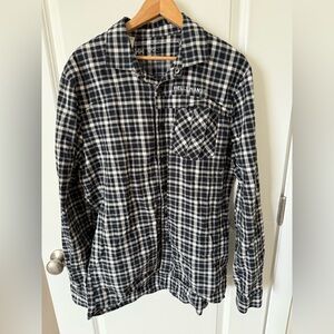 Helly Hansen Snap Logo Buttons Flannel Shirt Black/Whise Size Large Men's